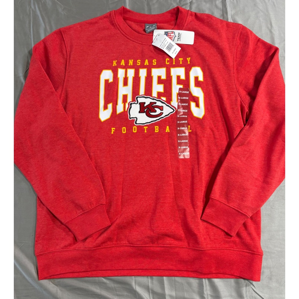 NFL Kansas City Chiefs Sweatshirt Mens XL Red Heather Crewneck Football CSA NEW